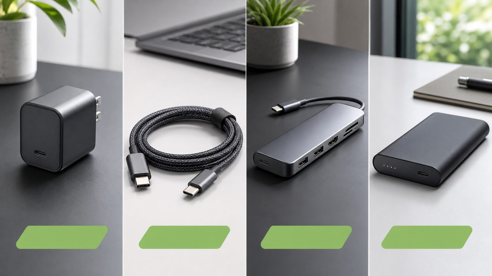 UGREENの充電器、ケーブル、USB-Cハブ、モバイルバッテリーを用途別に選ぶイメージ