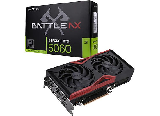RTX 5060 Battle AX DUO 8GB-Vの製品とパッケージ