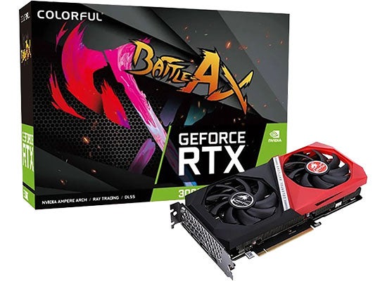 RTX 3060 Battle AX DUO 12GB-Vの製品とパッケージ